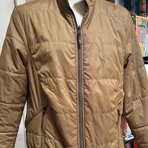 Champion Quilted Puffer Jacket in Tan